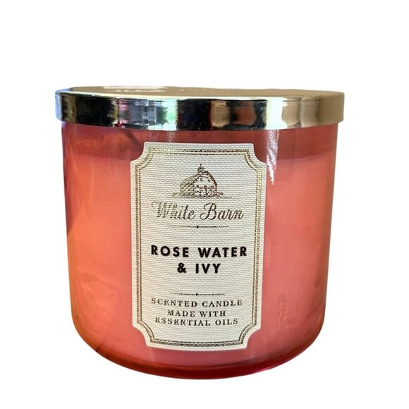 White Barn Rose Water & Ivy 3 Wick Scented Candle Large Jar Essential Oils NEW - Picture 1 of 4